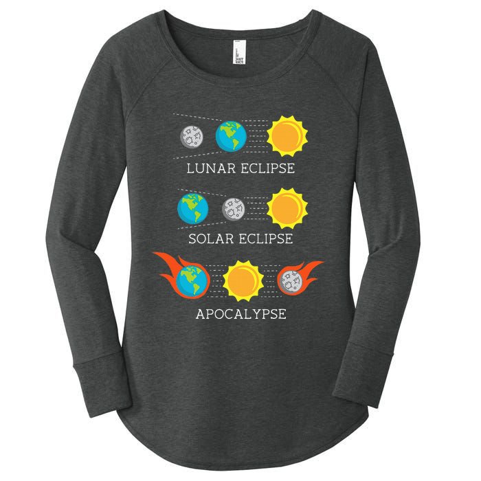 Funny Apocalypse Lunar Solar Eclipse Space Women's Perfect Tri Tunic Long Sleeve Shirt