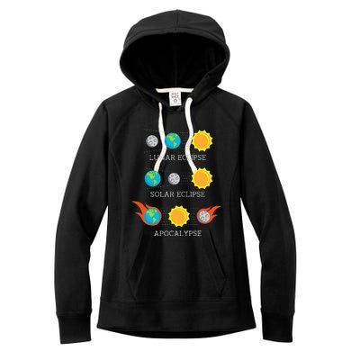 Funny Apocalypse Lunar Solar Eclipse Space Women's Fleece Hoodie