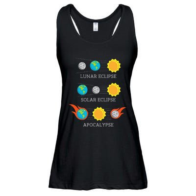 Funny Apocalypse Lunar Solar Eclipse Space Ladies Essential Flowy Tank