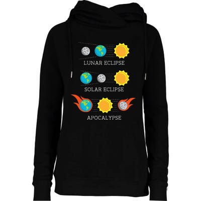 Funny Apocalypse Lunar Solar Eclipse Space Womens Funnel Neck Pullover Hood