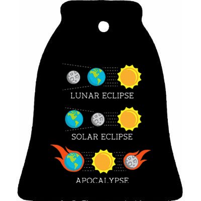 Funny Apocalypse Lunar Solar Eclipse Space Ceramic Bell Ornament