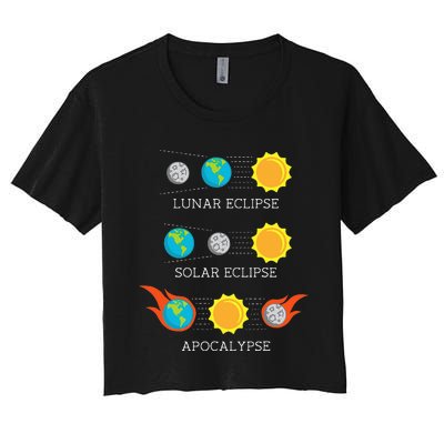 Funny Apocalypse Lunar Solar Eclipse Space Women's Crop Top Tee