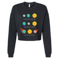 Funny Apocalypse Lunar Solar Eclipse Space Cropped Pullover Crew