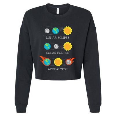 Funny Apocalypse Lunar Solar Eclipse Space Cropped Pullover Crew