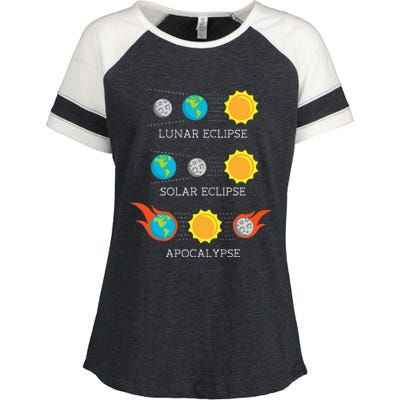 Funny Apocalypse Lunar Solar Eclipse Space Enza Ladies Jersey Colorblock Tee