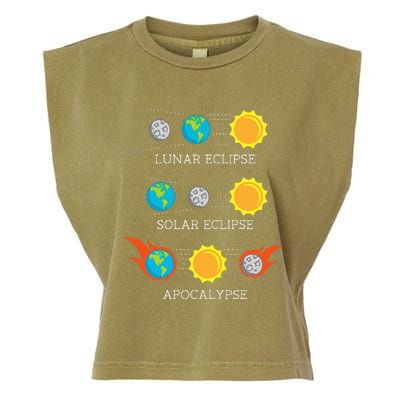 Funny Apocalypse Lunar Solar Eclipse Space Garment-Dyed Women's Muscle Tee