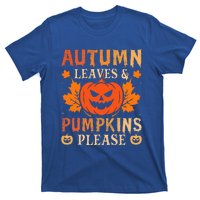 Fall Autumn Leaves Pumpkin Please Halloween T-Shirt