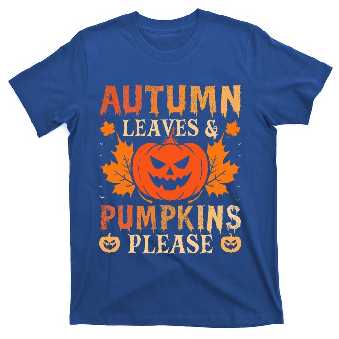 Fall Autumn Leaves Pumpkin Please Halloween T-Shirt