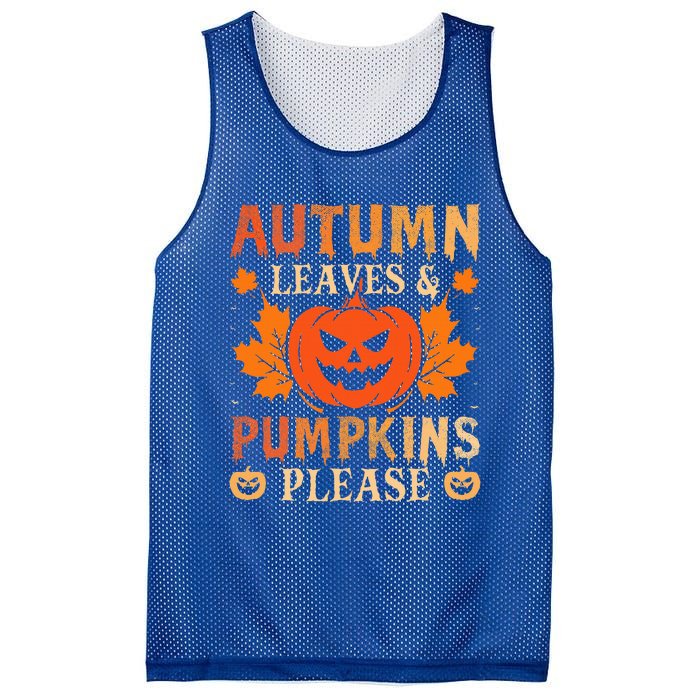 Fall Autumn Leaves Pumpkin Please Halloween Mesh Reversible Basketball Jersey Tank