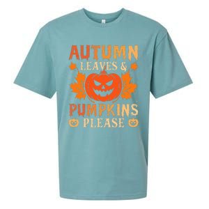 Fall Autumn Leaves Pumpkin Please Halloween Sueded Cloud Jersey T-Shirt