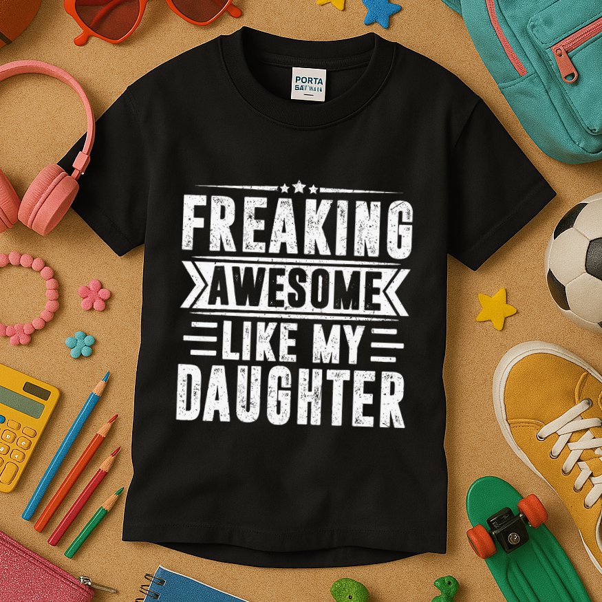 Freaking Awesome Like My Daughter Fathers Day Kids T-Shirt