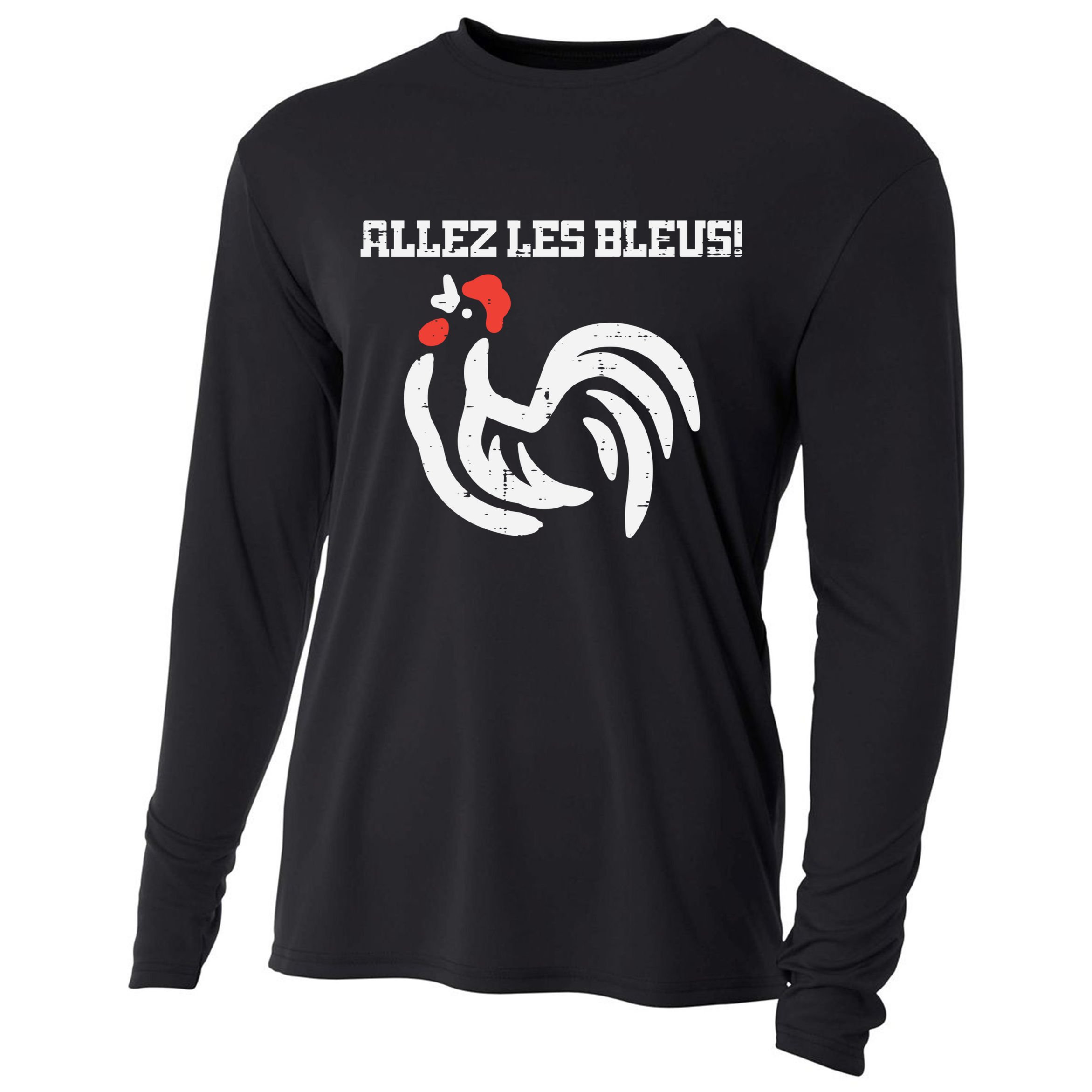 France Allez Les Bleus French Rooster Soccer    Long Sleeve Cooling Performance Long Sleeve Crew