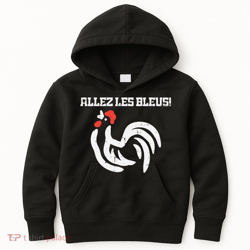 France Allez Les Bleus French Rooster Soccer    Long Sleeve Kids Hoodie