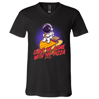Funny Astronaut Leave Me Alone With My Pizza V-Neck T-Shirt