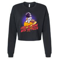 Funny Astronaut Leave Me Alone With My Pizza Cropped Pullover Crew
