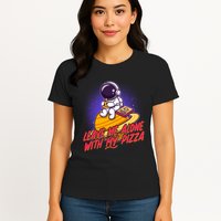 Funny Astronaut Leave Me Alone With My Pizza Womens T-Shirt