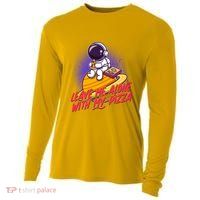 Funny Astronaut Leave Me Alone With My Pizza Cooling Performance Long Sleeve Crew