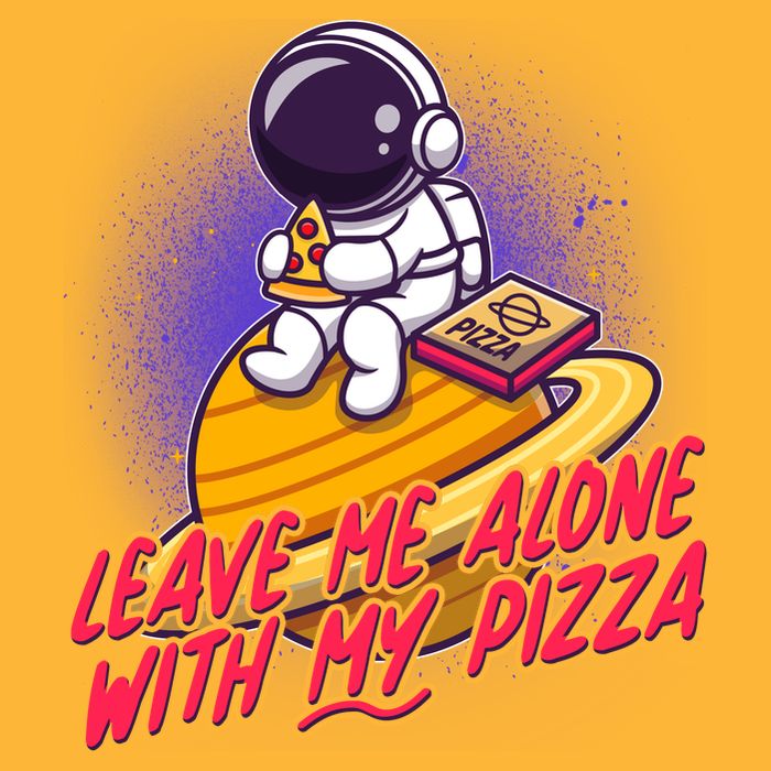 Funny Astronaut Leave Me Alone With My Pizza Short Acrylic Beanie