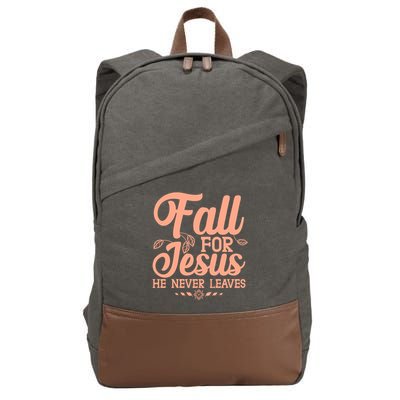 Fall For Jesus He Never Leaves Cotton Canvas Backpack