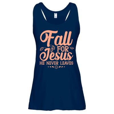 Fall For Jesus He Never Leaves Ladies Essential Flowy Tank