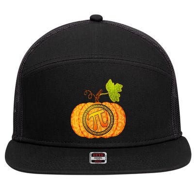 Fall Pumpkin Pi 3.14 Autumn 7 Panel Mesh Trucker Snapback Hat