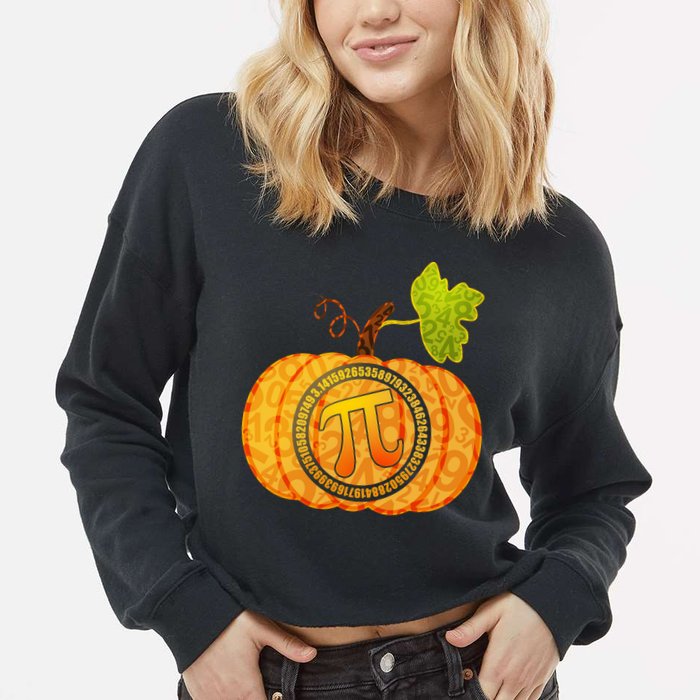 Fall Pumpkin Pi 3.14 Autumn Cropped Pullover Crew