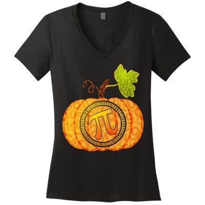 Fall Pumpkin Pi 3.14 Autumn Women's V-Neck T-Shirt