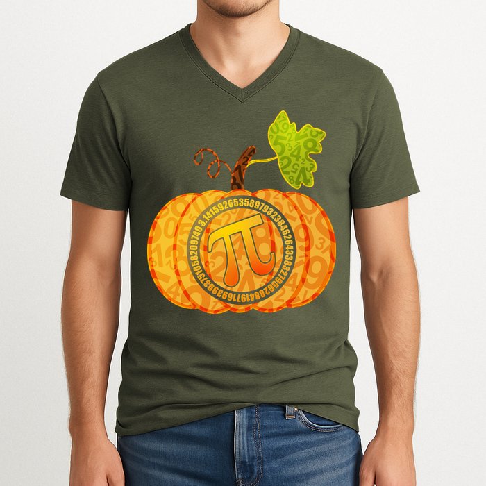 Fall Pumpkin Pi 3.14 Autumn V-Neck T-Shirt