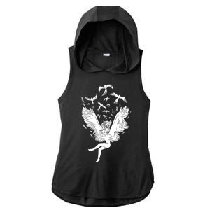 Falling Angel Doves Ladies PosiCharge Tri-Blend Wicking Draft Hoodie Tank