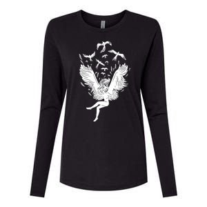 Falling Angel Doves Womens Cotton Relaxed Long Sleeve T-Shirt