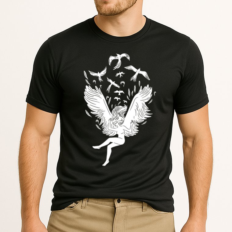 Falling Angel Doves Cooling Performance Crew T-Shirt
