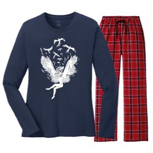 Falling Angel Doves Women's Long Sleeve Flannel Pajama Set 