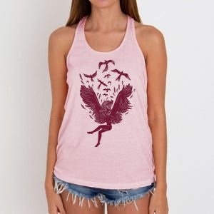 Falling Angel Doves Women's Knotted Racerback Tank