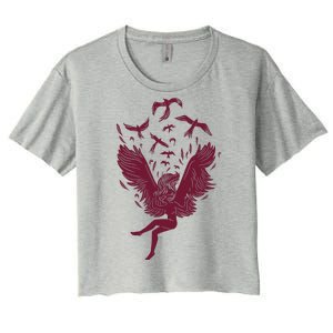 Falling Angel Doves Women's Crop Top Tee