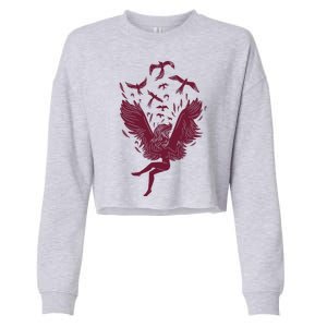 Falling Angel Doves Cropped Pullover Crew