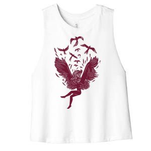 Falling Angel Doves Women's Racerback Cropped Tank