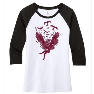 Falling Angel Doves Women's Tri-Blend 3/4-Sleeve Raglan Shirt