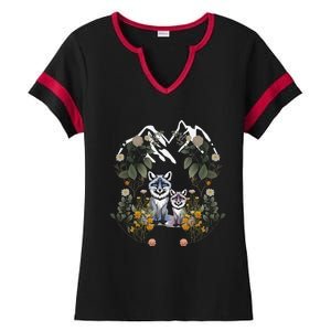 Forest Animals Mountain Fox Foxes Flowers Nature ChildrenS Fairy Tales Ladies Halftime Notch Neck Tee