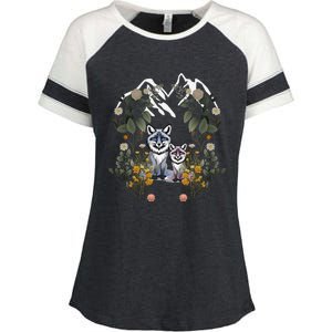 Forest Animals Mountain Fox Foxes Flowers Nature ChildrenS Fairy Tales Enza Ladies Jersey Colorblock Tee