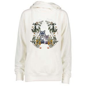 Forest Animals Mountain Fox Foxes Flowers Nature ChildrenS Fairy Tales Womens Funnel Neck Pullover Hood