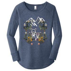 Forest Animals Mountain Fox Foxes Flowers Nature ChildrenS Fairy Tales Women's Perfect Tri Tunic Long Sleeve Shirt