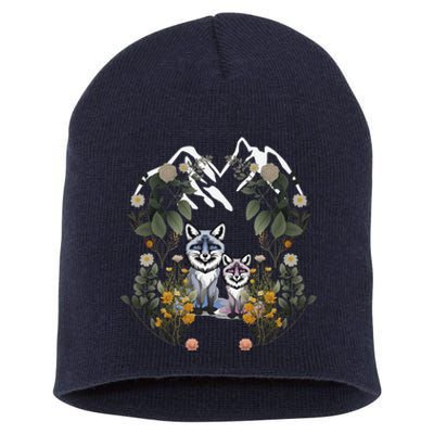 Forest Animals Mountain Fox Foxes Flowers Nature ChildrenS Fairy Tales Short Acrylic Beanie