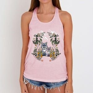 Forest Animals Mountain Fox Foxes Flowers Nature ChildrenS Fairy Tales Women's Knotted Racerback Tank