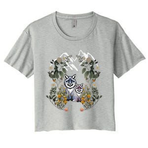 Forest Animals Mountain Fox Foxes Flowers Nature ChildrenS Fairy Tales Women's Crop Top Tee