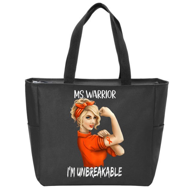 Fight Against MS Awareness I'M Unbreakable Zip Tote Bag