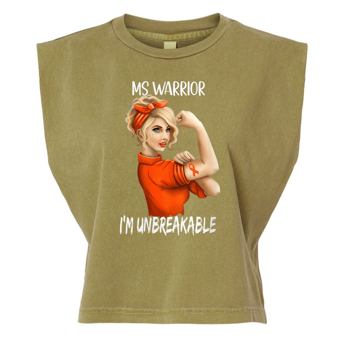 Fight Against MS Awareness I'M Unbreakable Garment-Dyed Women's Muscle Tee