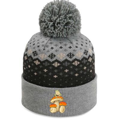 Frog And Mushrooms Funny Gift The Baniff Cuffed Pom Beanie