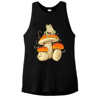 Frog And Mushrooms Funny Gift Ladies PosiCharge Tri-Blend Wicking Tank