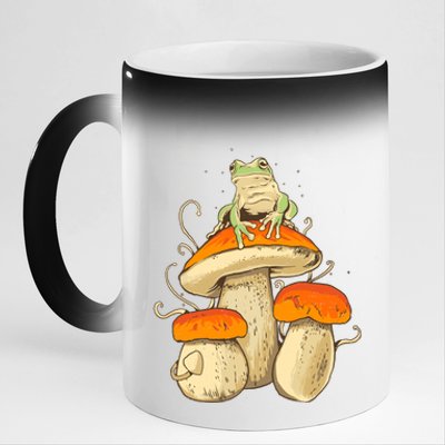 Frog And Mushrooms Funny Gift 11oz Black Color Changing Mug