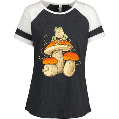 Frog And Mushrooms Funny Gift Enza Ladies Jersey Colorblock Tee